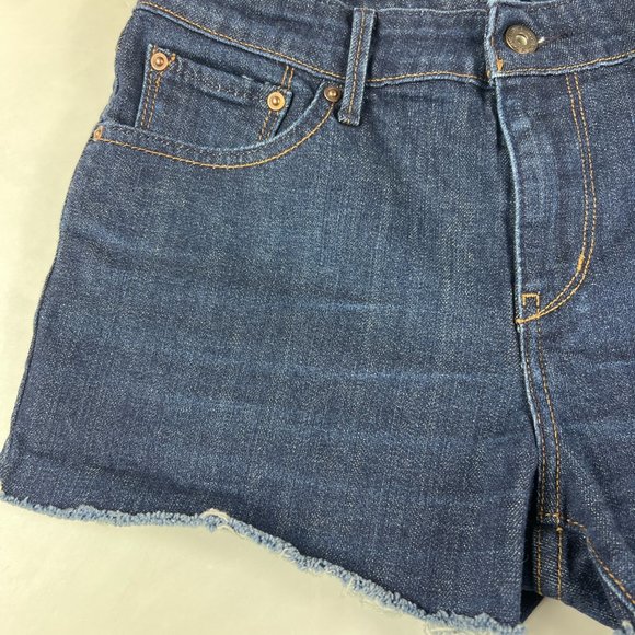 Levi's Jean Shorts Women's 29 Demi Curve Dark Blue Cut Offs Stretch Denim Jorts - Picture 3 of 14